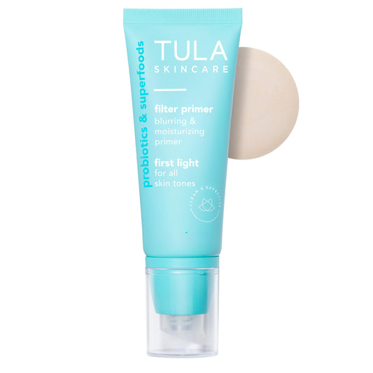 TULA Face Filter primer bottle smooths skin tone for a polished base.