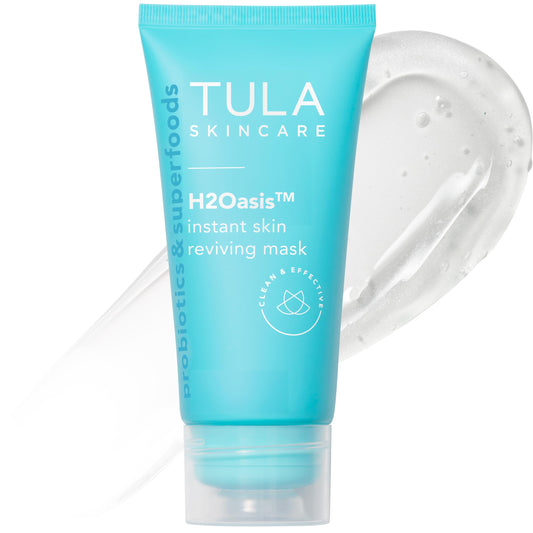 TULA H2Oasis face-mask-application demonstrates quick hydration for tired skin.