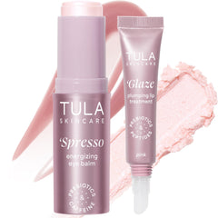 TULA Rose Glow Eye Balm being applied for a refreshed under-eye glow with cooling sensation.