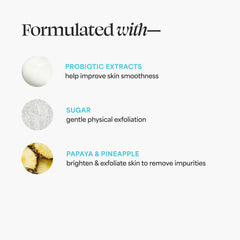 TULA So Polished exfoliating action dispensed on fingertips before cleansing