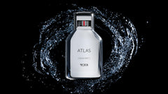 TUMI Atlas packaging display evoking travel-ready luxury.