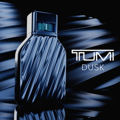 TUMI DUSK fragrance notes graphic outlines top, mid, and base.