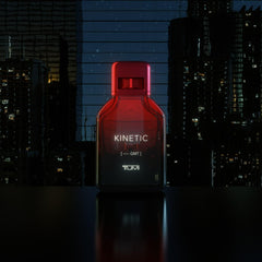 TUMI KINETIC travel-ready packaging demonstrates premium lifestyle appeal.
