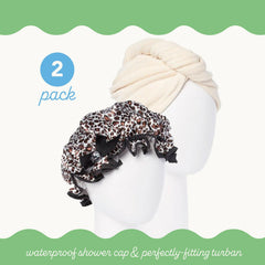 Turbie Twist waterproof shower cap keeps hair dry during showers.