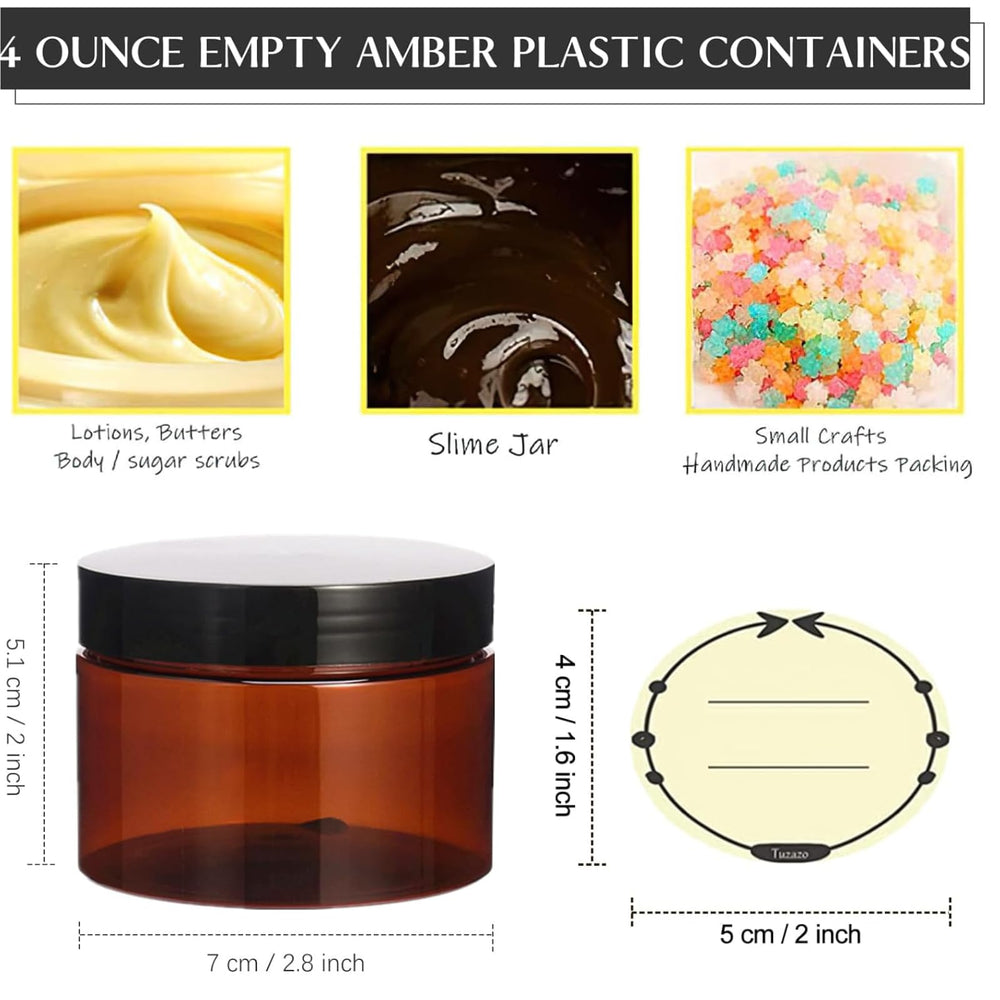TUZAZO 12-pack amber jars keeps cosmetics organized.