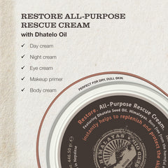 Tweak’d by Nature Restore cream label close-up highlights 5-in-1 versatility.
