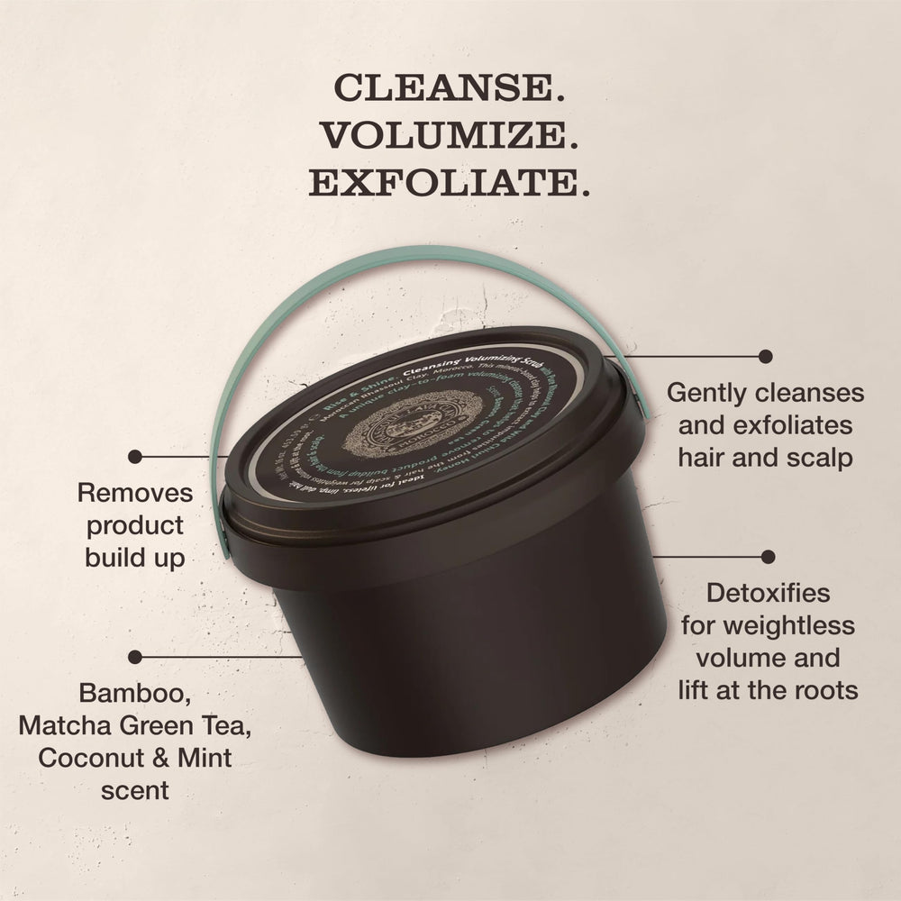 Tweak'd Rise & Shine clay-texture paste ready for scalp exfoliation.