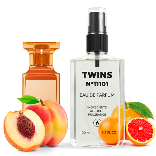 TWINS PARFUM Bitter Peach bottle front view for daily unisex wear.