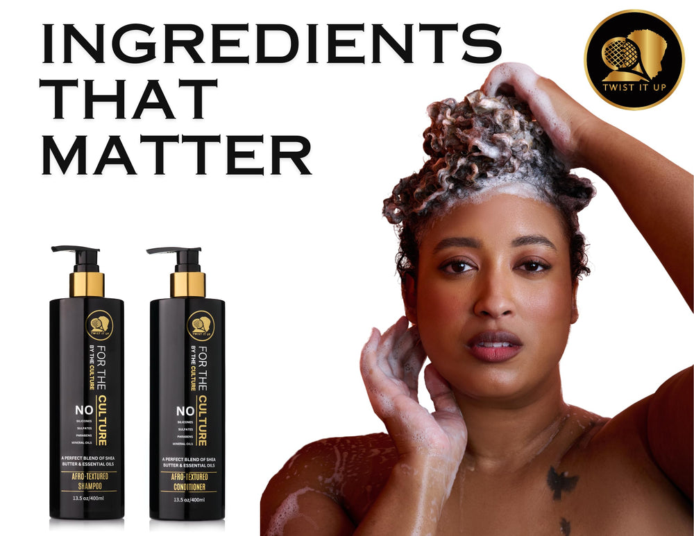 Hands detangling hair with Twist It Up shampoo in action.