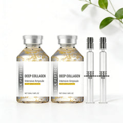2PCS Silk Peptide Deep Collagen Serum bottle shows fast absorption and hydration.