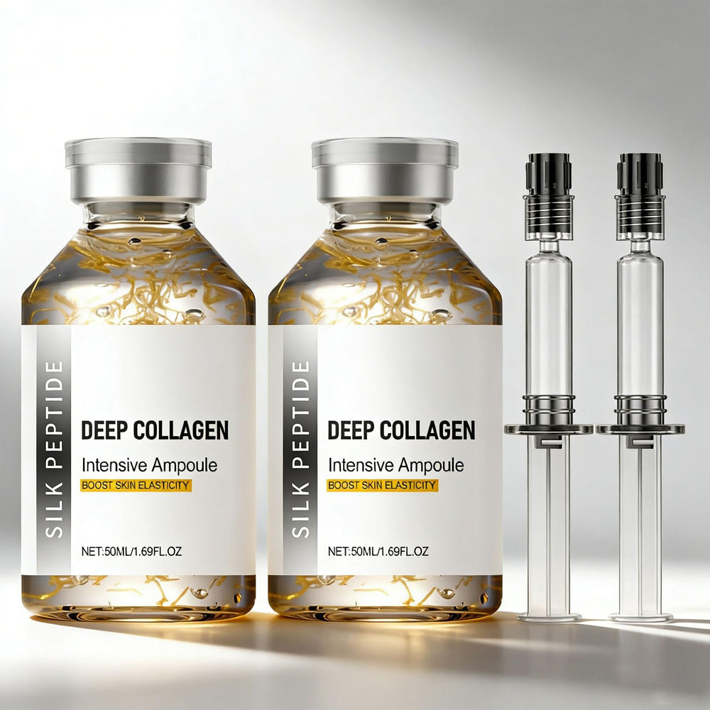 2PCS Silk Peptide Deep Collagen Serum box highlights premium hydration.