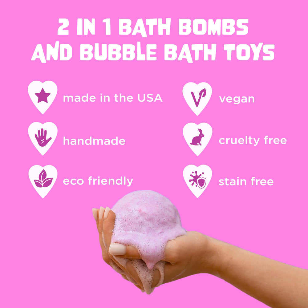 Two Sisters colorful bubbles and long-lasting fizz for engaging baths.