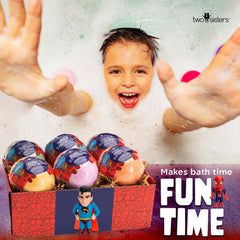 Two Sisters bright colors and bubbles make bath time more playful.