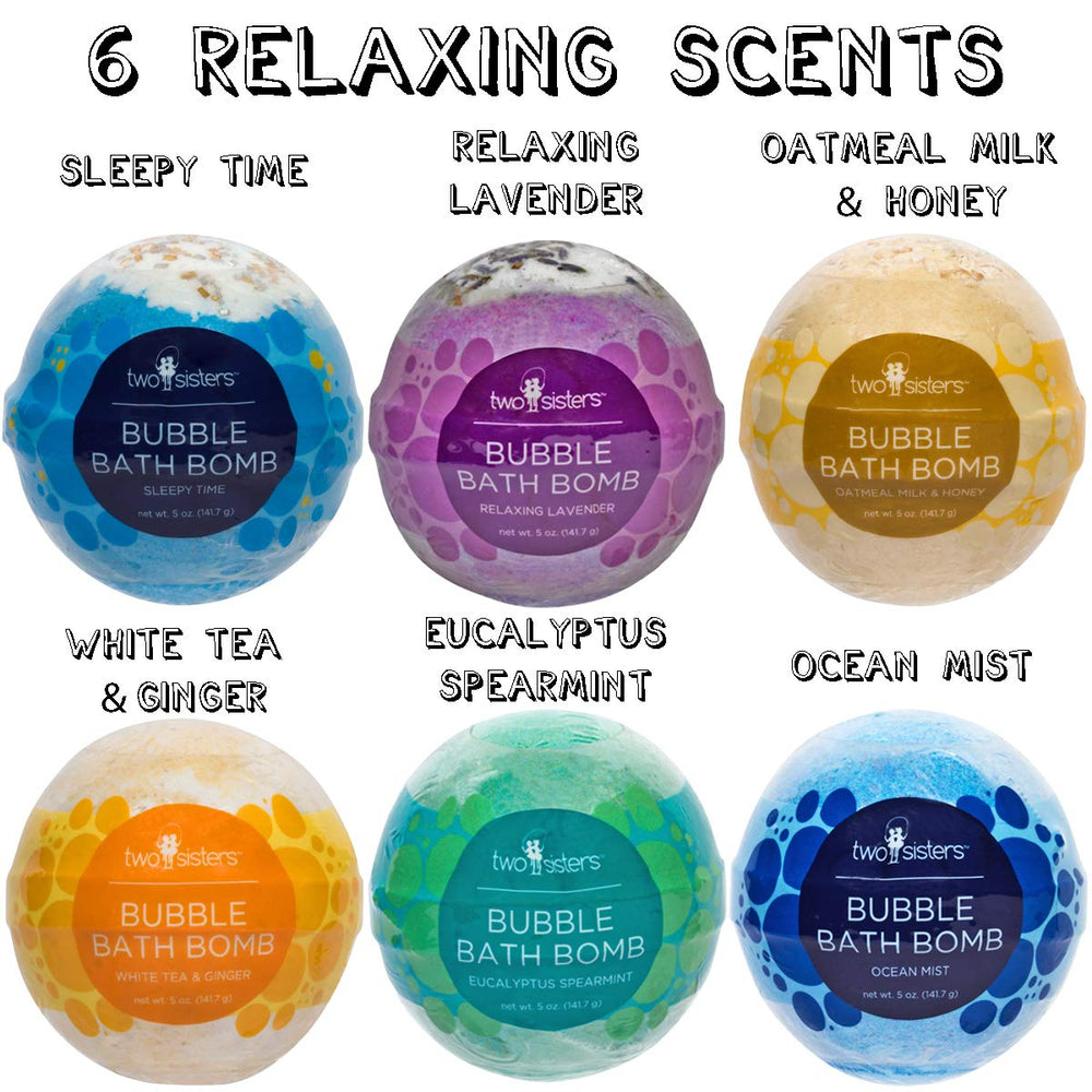 Two Sisters Sleepy Time bath bomb promotes calm evenings and restful mood