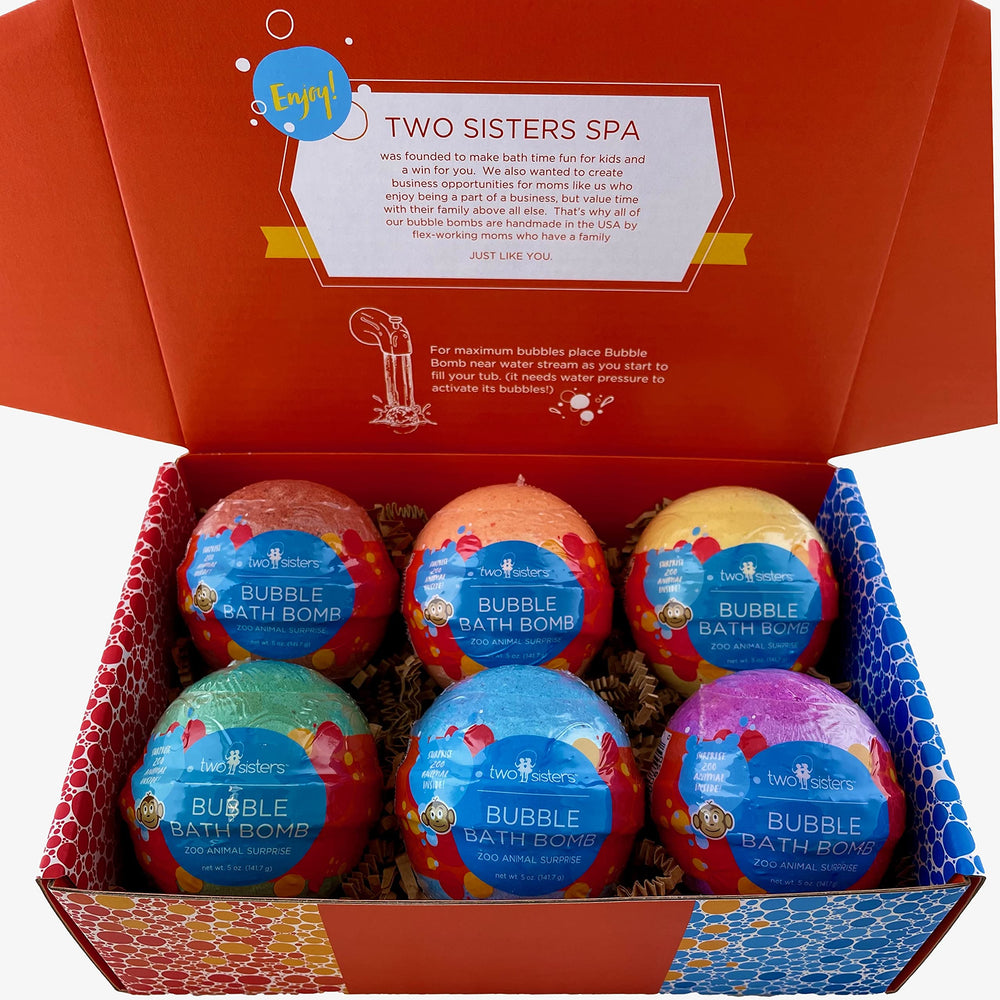 Two Sisters color-rich water bath bomb yields vivid hues without staining.