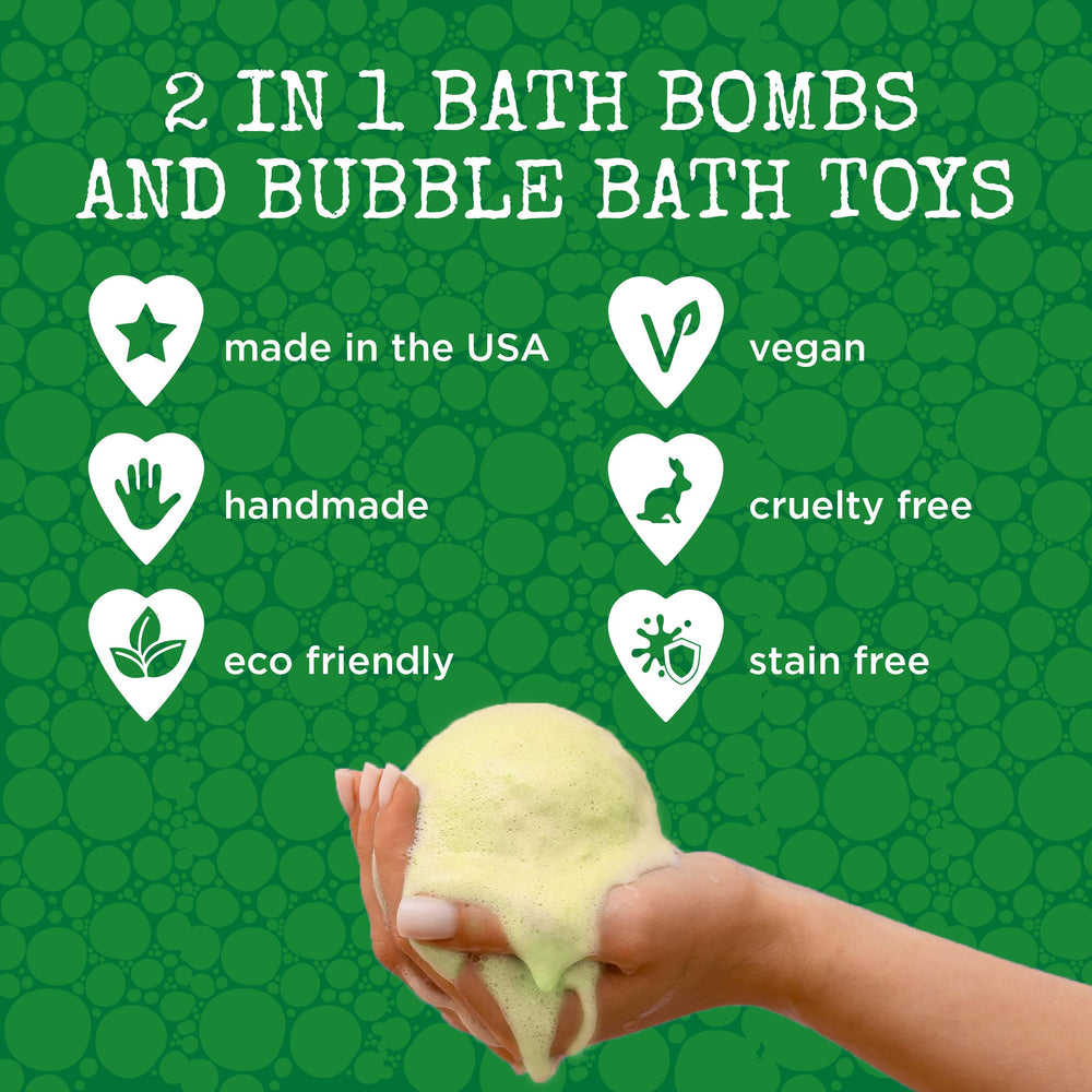 Kids enjoy bath time with Two Sisters dinosaur bath bombs