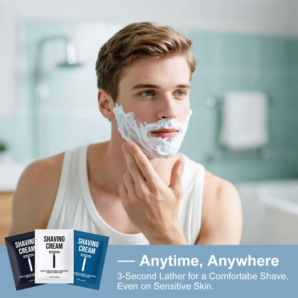 Twoworld hotel-friendly shaving cream, individually wrapped sachets for guest amenities