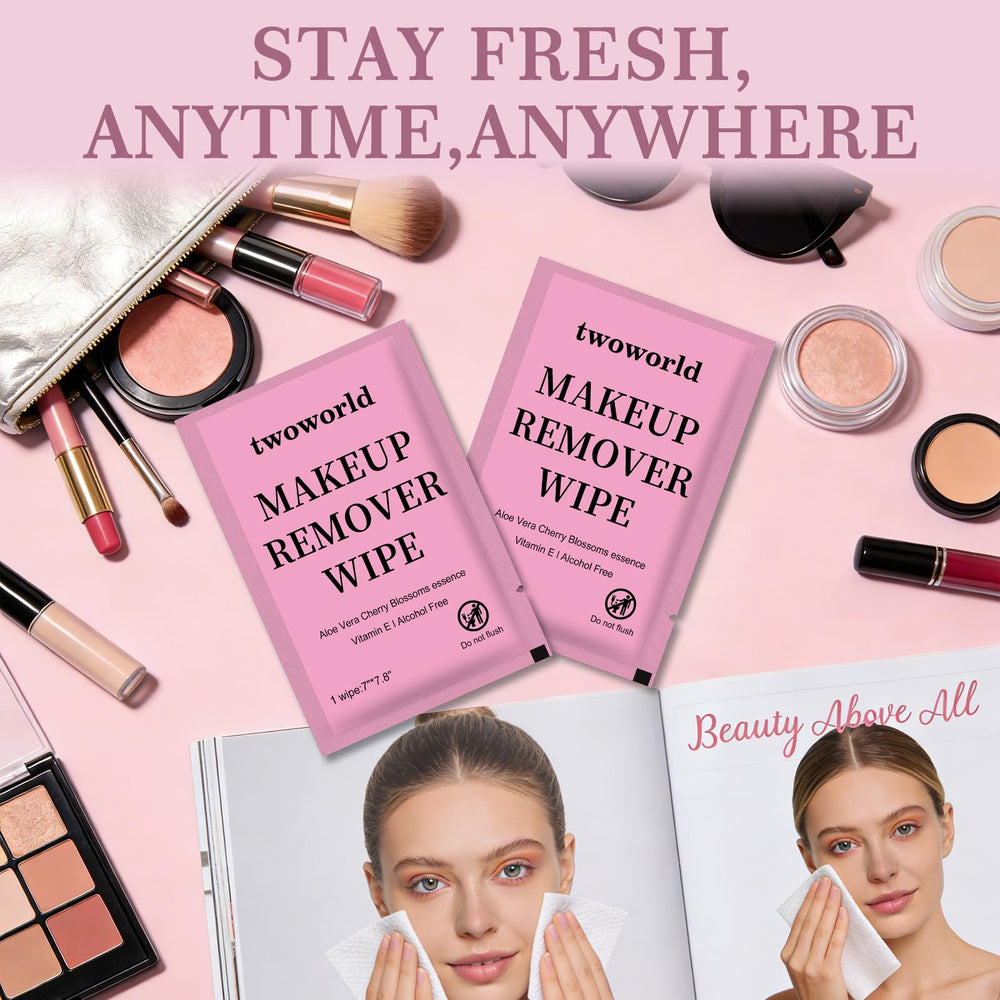 Twoworld makeup remover wipe removes mascara smoothly with gentle formula.