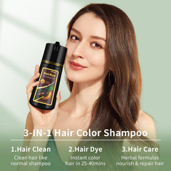 TYAYW dark brown 3 in 1 hair dye shampoo dry hair application delivers smooth rinse ready results