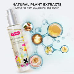 TYMO argan oil leave-in conditioner being applied to hair.