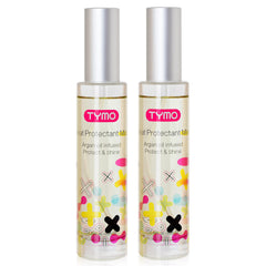 TYMO heat protectant bottle with argan oil ready for heat shielding.