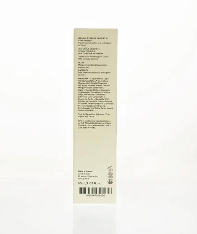 Typology P74 Radiance Masque highlights turmeric and yellow clay for a purified, even tone.