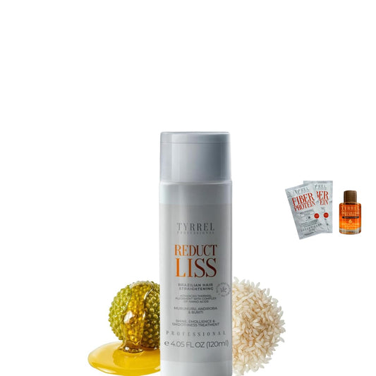 Tyrrel Reduct Liss bottle front, showcasing professional keratin treatment for resistant, frizzy hair.