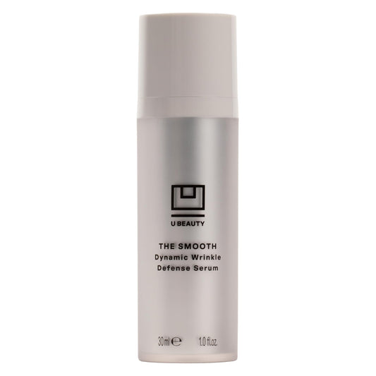 U Beauty The SMOOTH serum bottle close-up showing premium packaging for daily anti-aging care