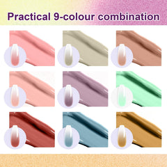 U-Shinein Gradient Painting Gel 9 colors showing vibrant pigment for nail art.