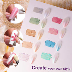 U-Shinein Nail chrome layering for metallic, reflective effects.