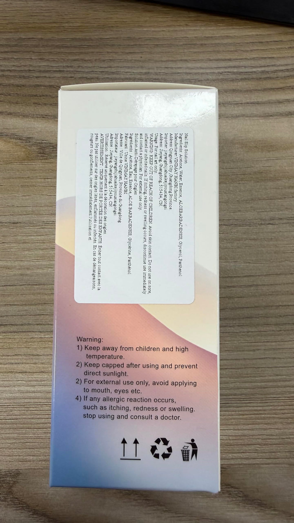 Nail polish removal with U-Shinein Slip Solution during prep.