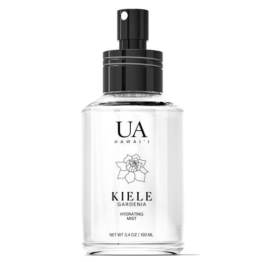 Ua Body Kiele Gardenia bottle closeup showing a light, hydrating aroma.