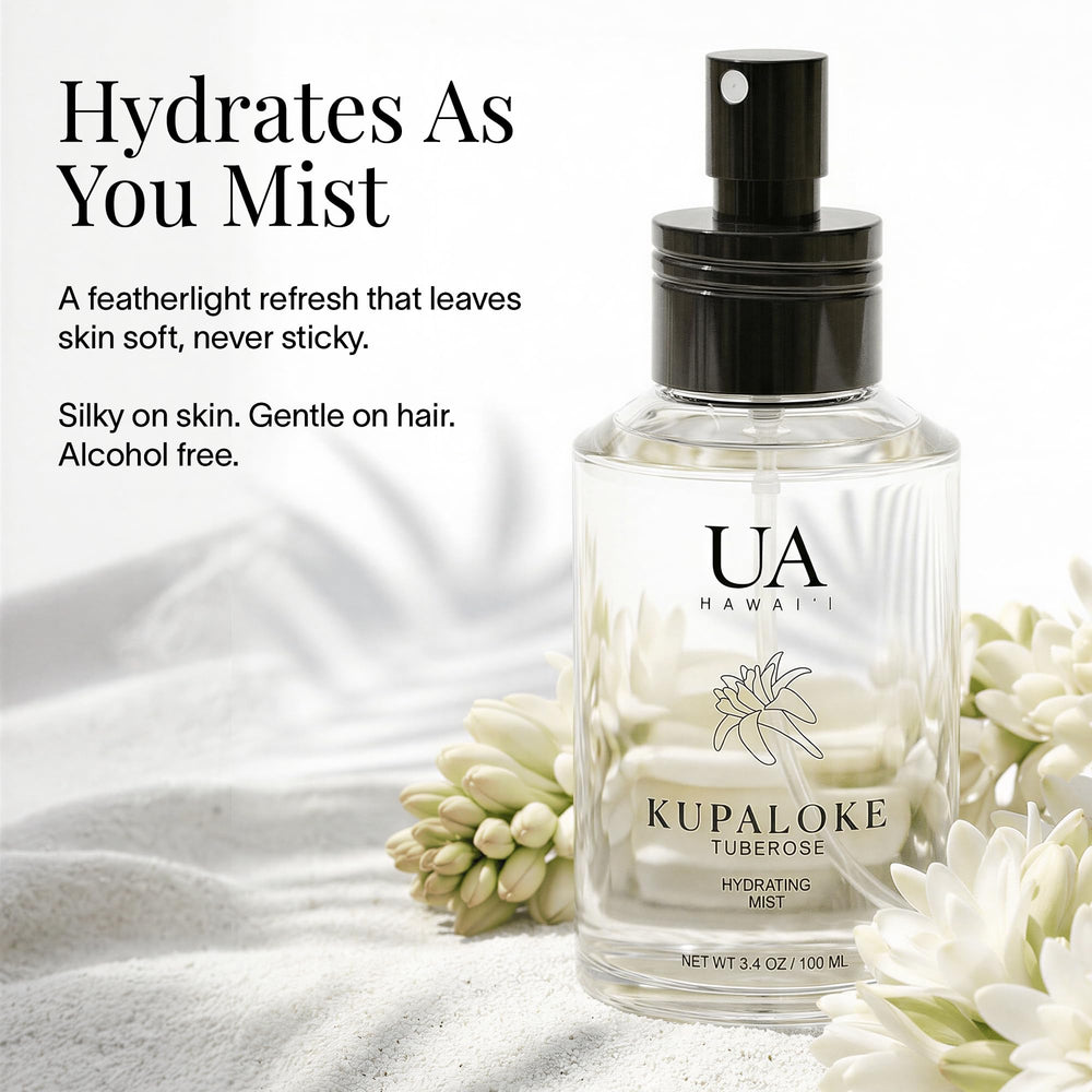 Ua Body Kupaloke Tuberose Mist vegan, cruelty-free formula for mindful use.