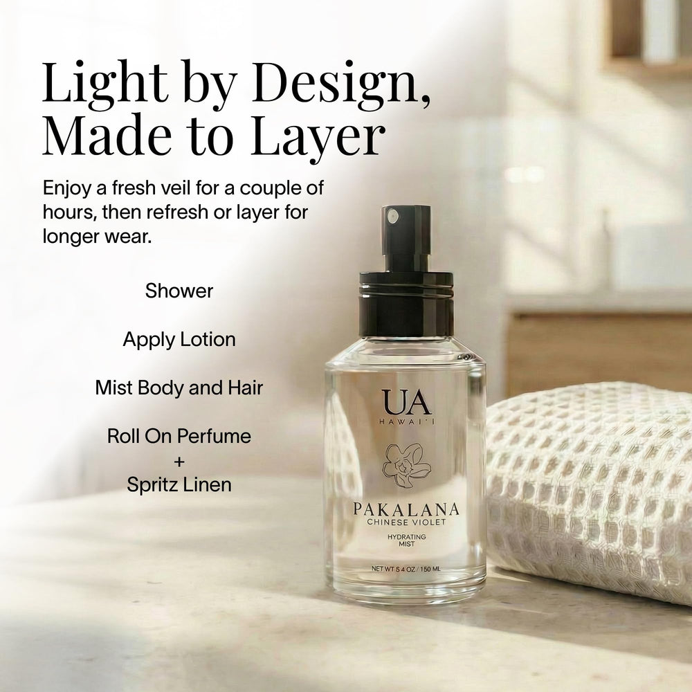Ua Body Pakalana mist on desk for quick daytime refresh