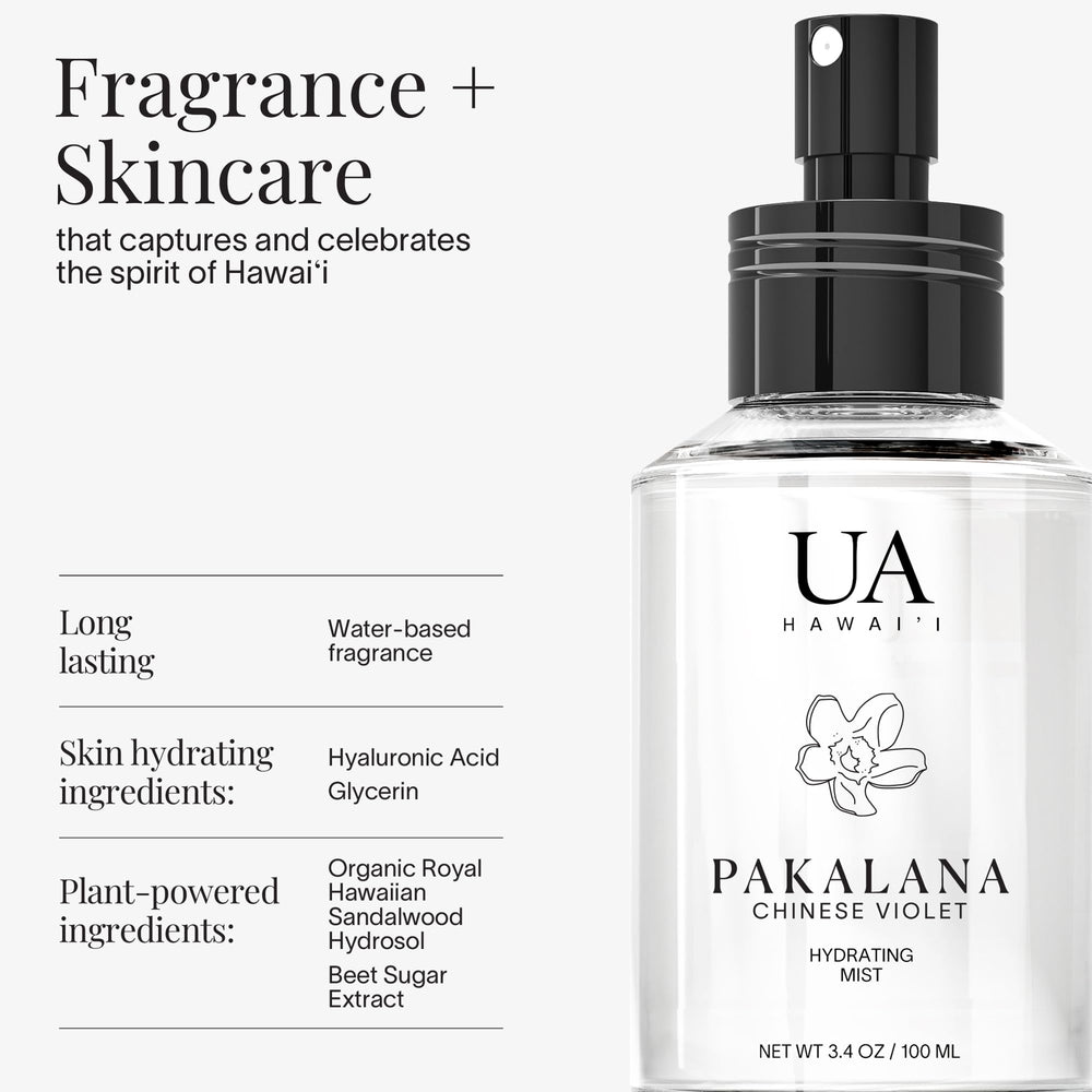 Ua Body Pakalana Chinese Violet Mist being applied to refresh hair