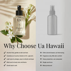 Ua Body Pikake Hawaiian scent closeup emphasizes a delicate bloom for body and hair.