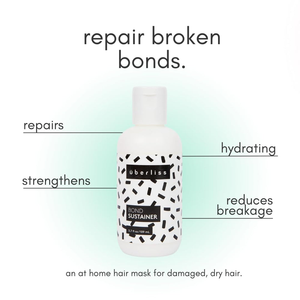 Uberliss Bond Repair Conditioner being applied for a quick 10-minute treatment at home.
