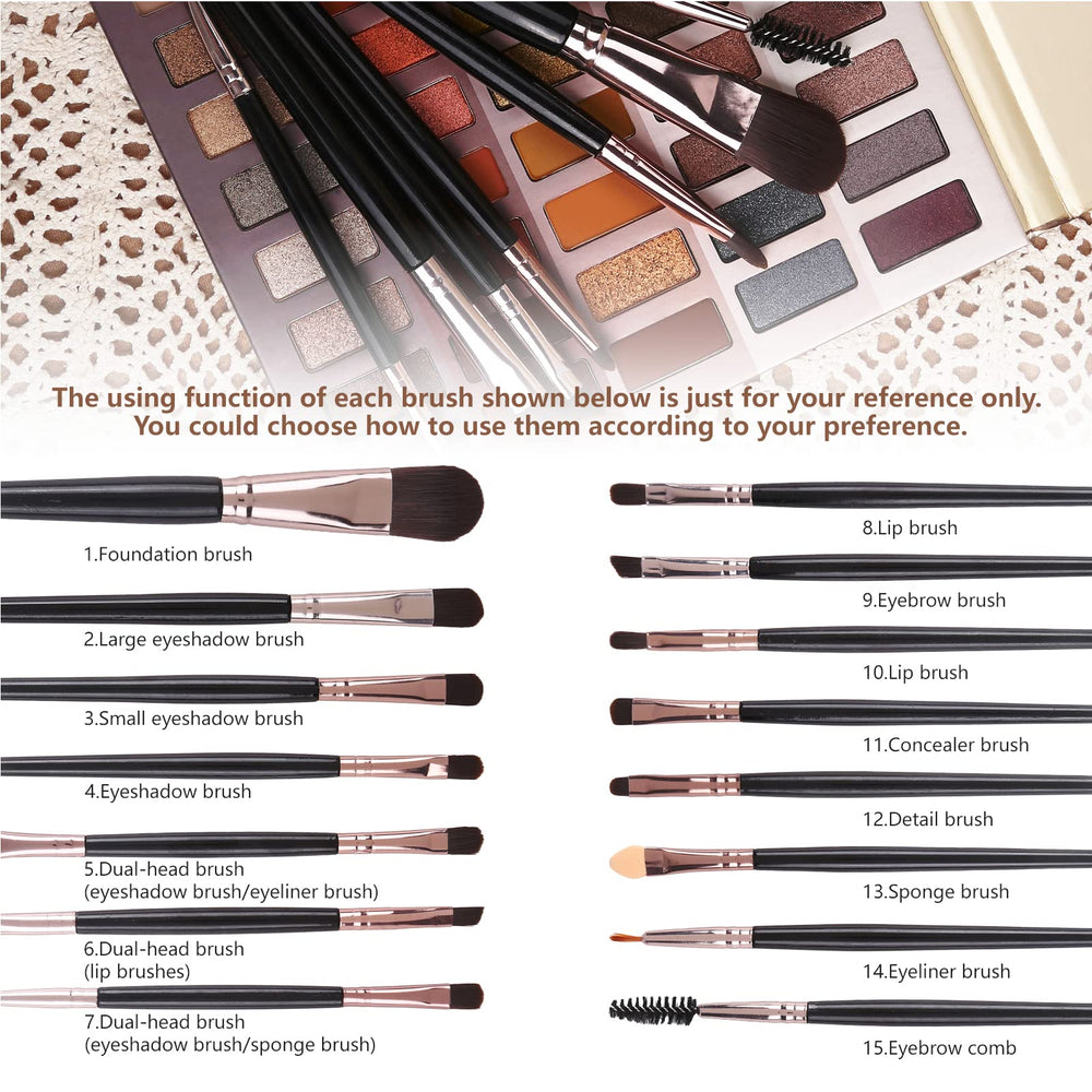 UCANBE 15-piece brush set for precise eye and crease work