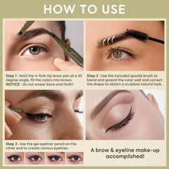 UCANBE dual-ended pencil fills brows and lines eyes in one step.