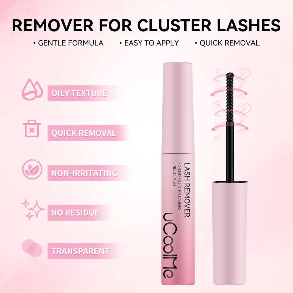 UCOOLME remover applied to lashes for easy adhesive dissolution.
