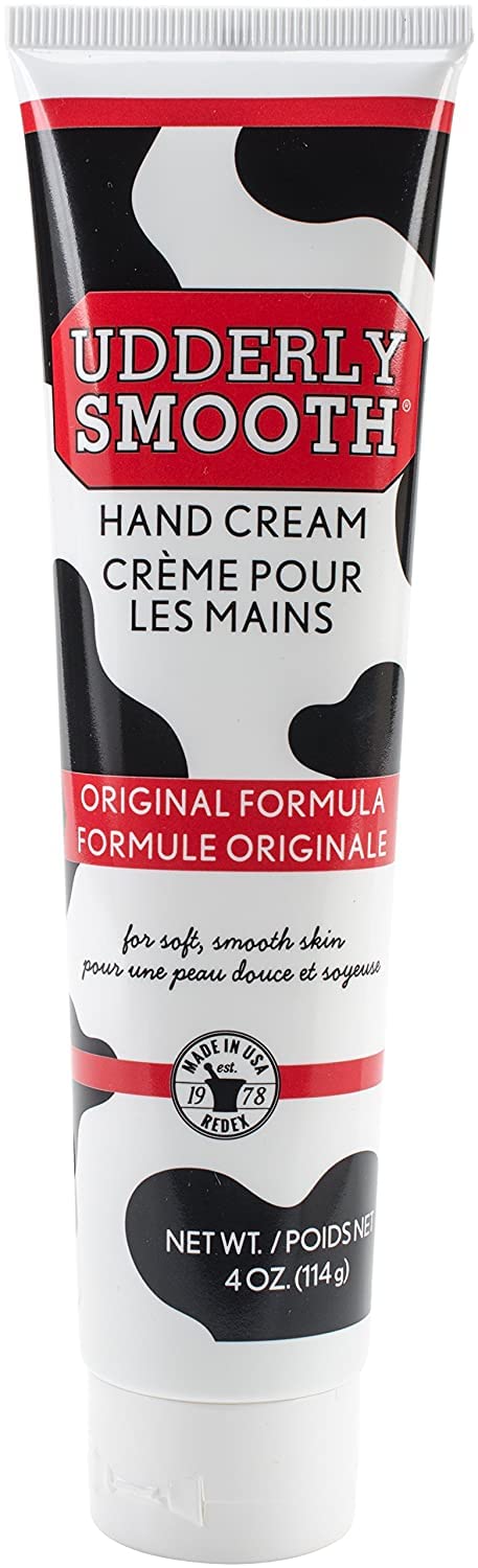 Udderly Smooth 4oz travel-size tube ideal for desk or bag.