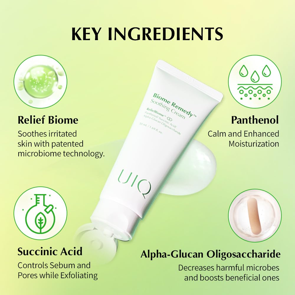 Relief Biome ingredient highlights microbiome-friendly care in UIQ Biome Remedy.