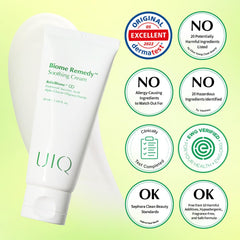 Texture swatch shows light, non-greasy absorption by UIQ Biome Remedy.