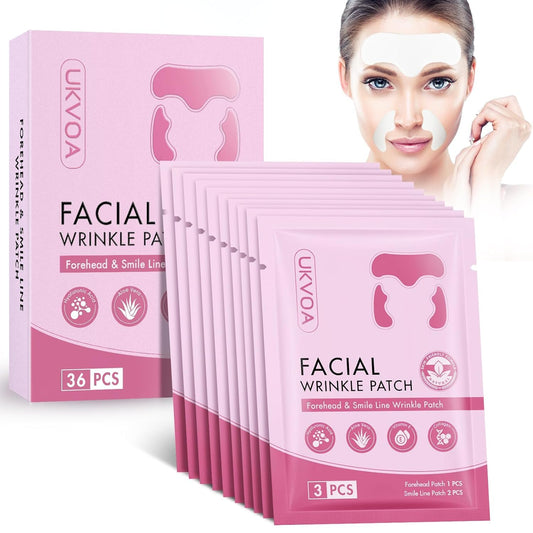 UKVOA forehead wrinkle patches pack shown for overnight smoothing and line visibility reduction