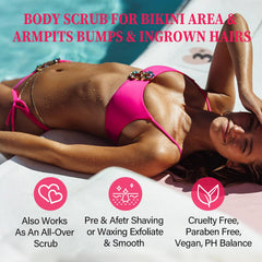 ULLUXE Bikini Area Exfoliator in shower promotes mild exfoliation on intimate skin