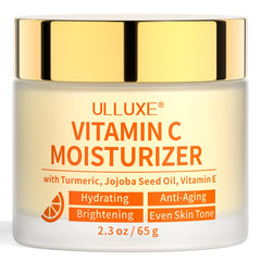 ulluxe Vitamin C Face Moisturizer jar closeup showing creamy texture for radiant skin