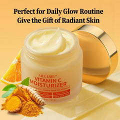 ulluxe Vitamin C Face Moisturizer swatch on skin illustrating even tone enhancement