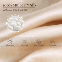ULPOCMU Mulberry Silk Mask UPF 50+ protection blocks UVA and UVB rays outdoors.