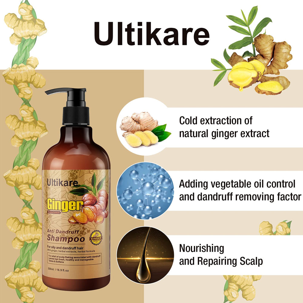 Ultikare Ginger Shampoo foam highlights thorough yet gentle cleansing.