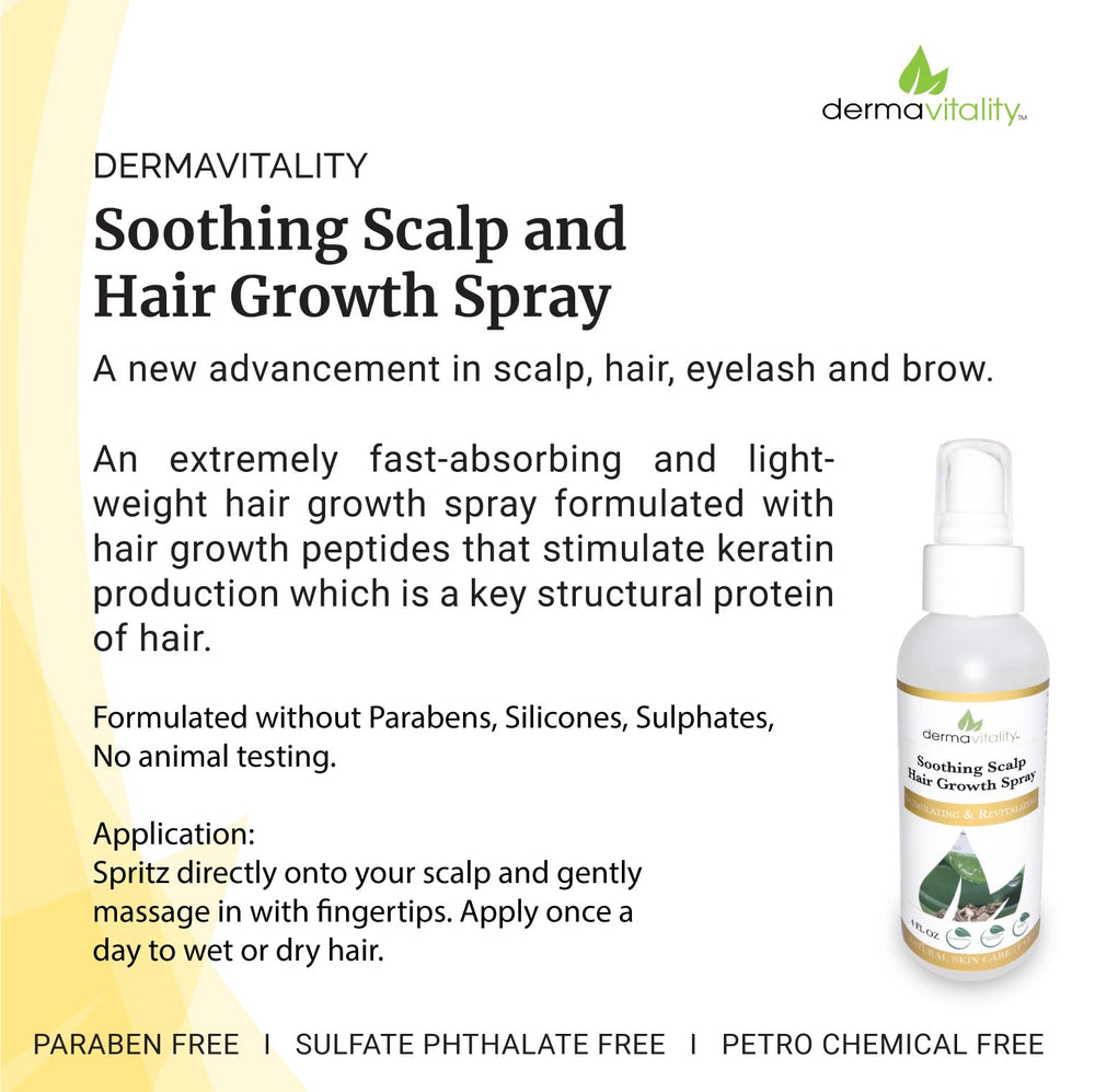 UltimateVitality dry itchy scalp relief mist provides plant-based soothing care.